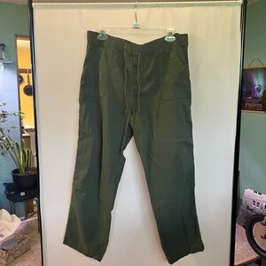 Sonoma Cropped cotton pull-on pants w/drawstring Fatigue green Women's  L